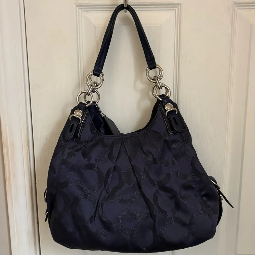 COACH Maggie Shoulder Bag in Navy with Silver Hardware - Picture 7 of 11